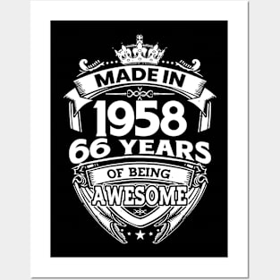 Made In 1958 66 Years Of Being Awesome Posters and Art